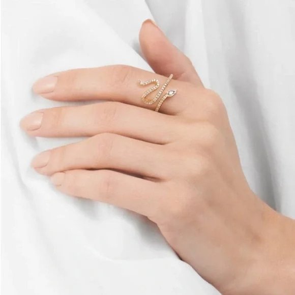 Swarovski Jewelry - 🆕 | Adornia | 14k Gold Plated Swarovski Crystal Accented | Winding Snake Ring